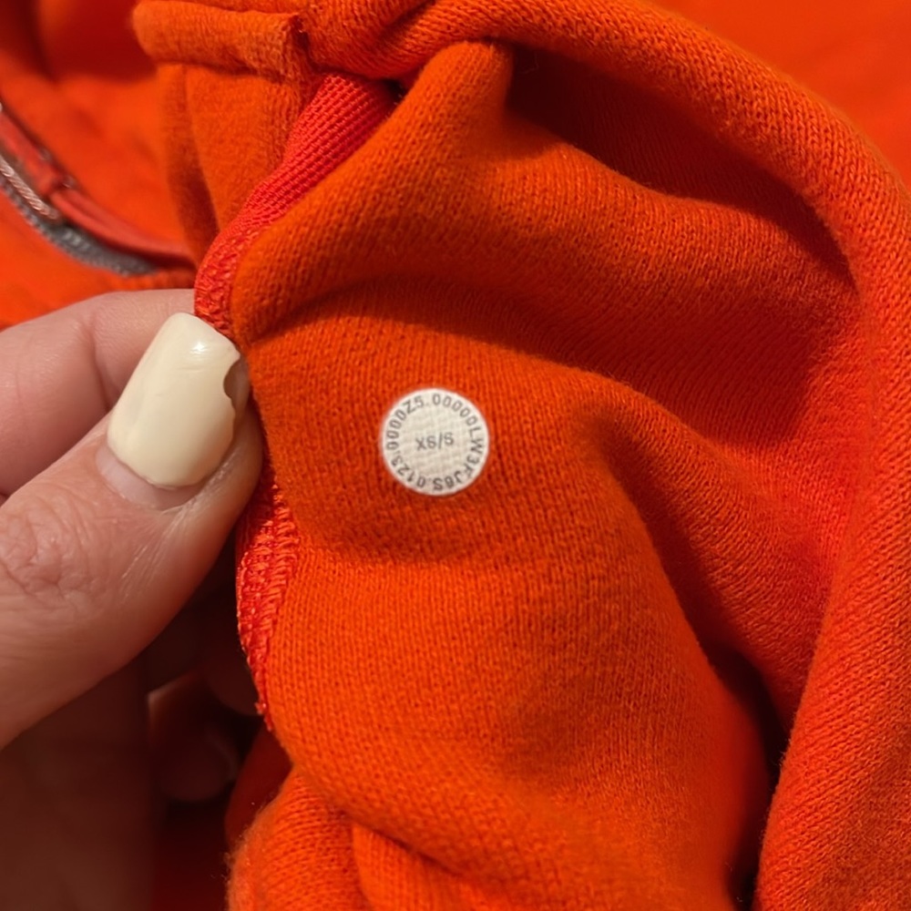 Lululemon scuba oversized funnel neck half zip Solar Orange Sz XS/S Sold Out - Picture 7 of 10